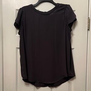 LOFT Black Blouse with Lace Trim
